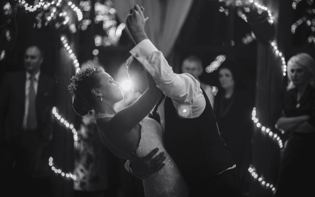 bride and groom dancing
